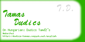 tamas dudics business card